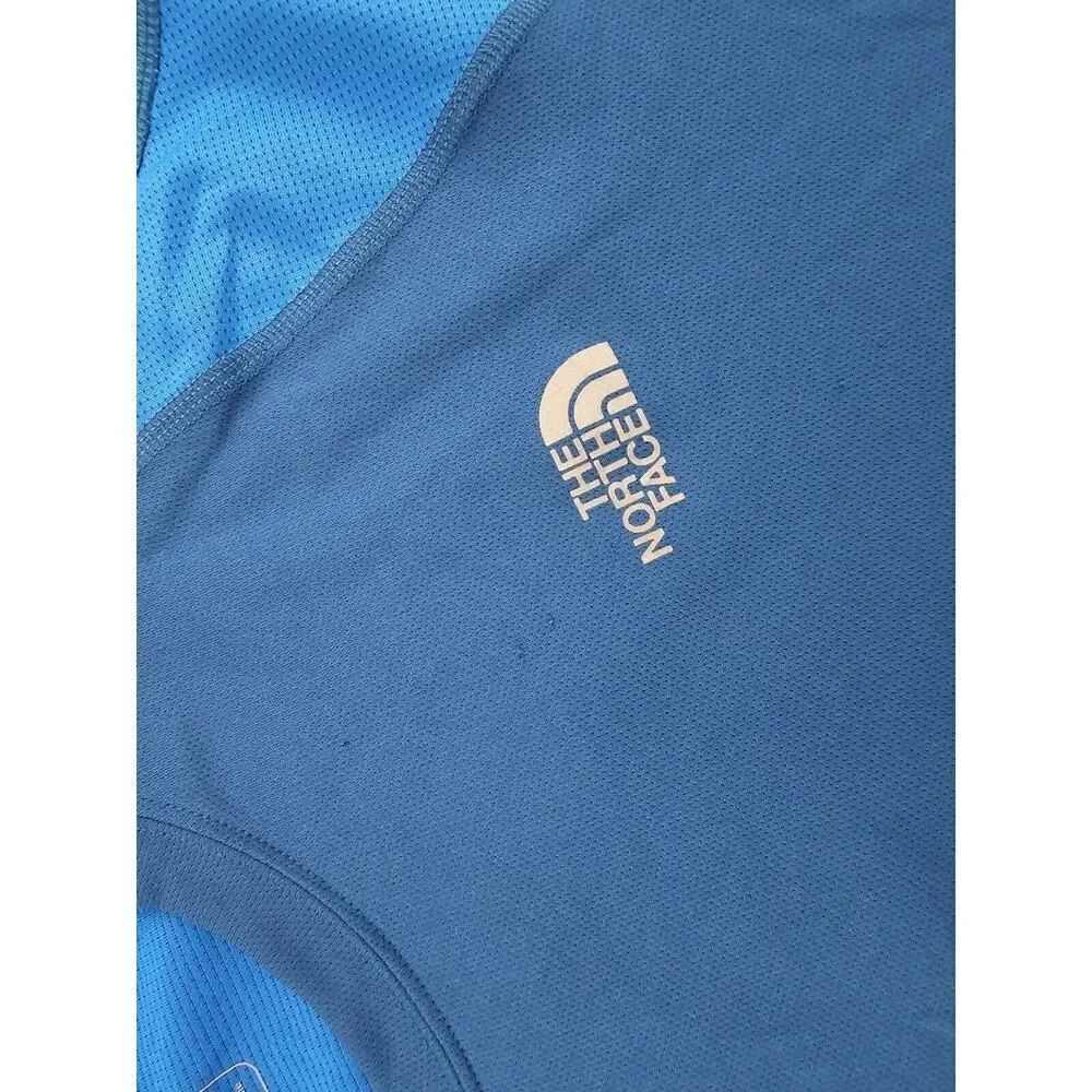 The North Face Shirt Mens Medium Blue Short Sleeve Logo Crew Neck Vapor Wick